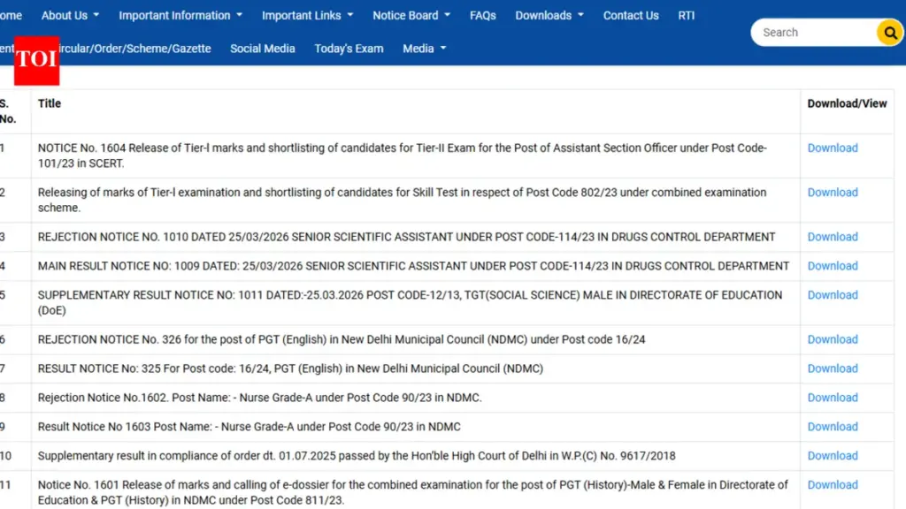 DSSSB Results 2026 Released