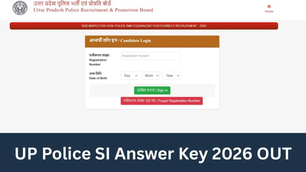Upprpb: UP SI Answer Key 2026 Released