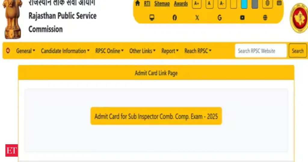 RPSC SI Admit Card 2026 Released
